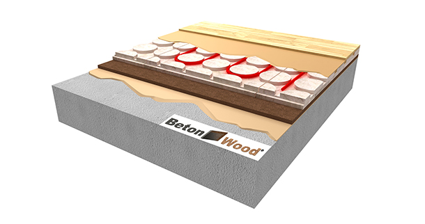 Isolamento termico per pavimento radiante in BetonRadiant su fibra di legno Base