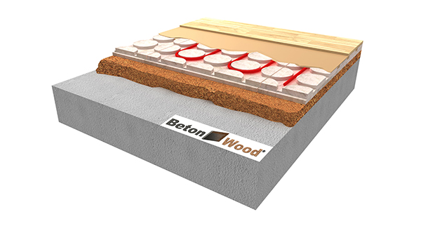 Isolamento termico per pavimento radiante in BetonRadiant su Sughero in granuli
