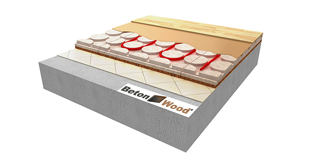 Isolamento termico per pavimento radiante in BetonRadiant Cork su pavimento esistente