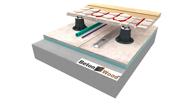 Isolamento termico per pavimento radiante flottante in pannelli BetonRadiant su BetonStyr