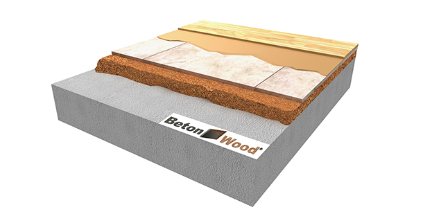 Isolamento termico per pavimento in BetonWood su Sughero in granuli